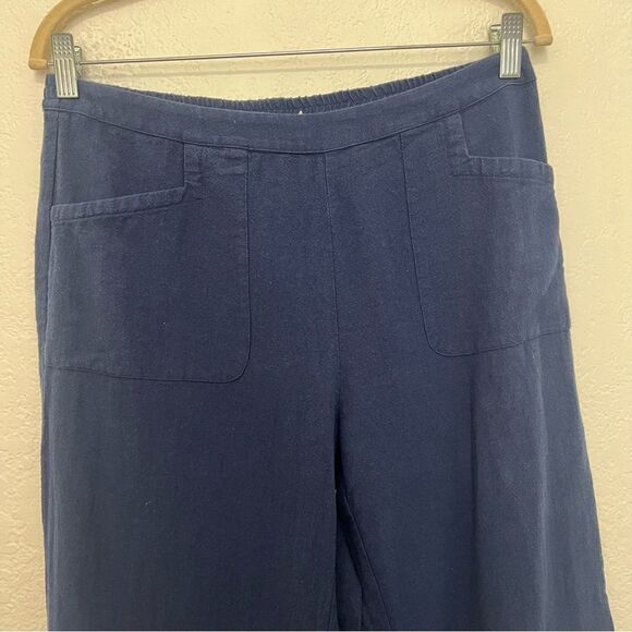 Soft Surroundings Navy Blue Pull On 100% Cotton High Rise Pants Women’s Small - Picture 2 of 12